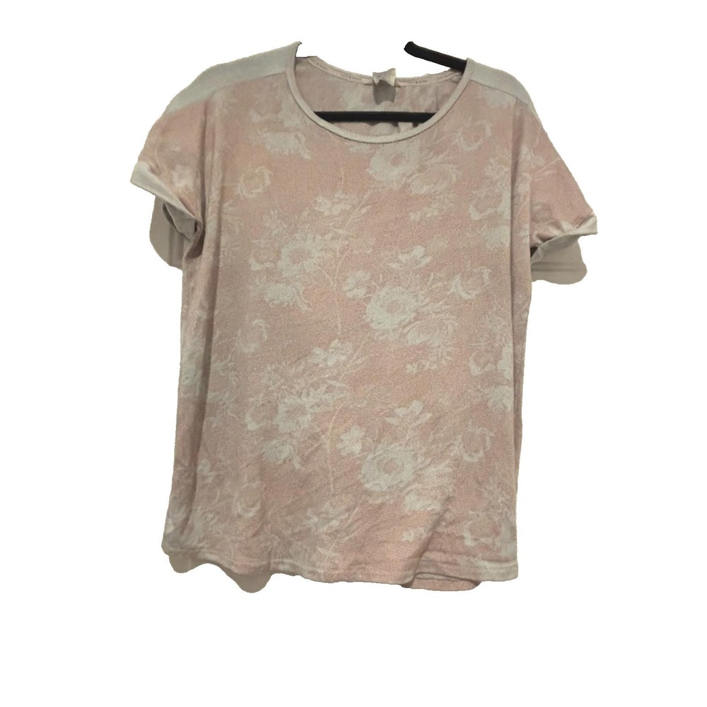 Women's sz‎ M Lucky Brand blue/pink floral short sleeve shirt #1068